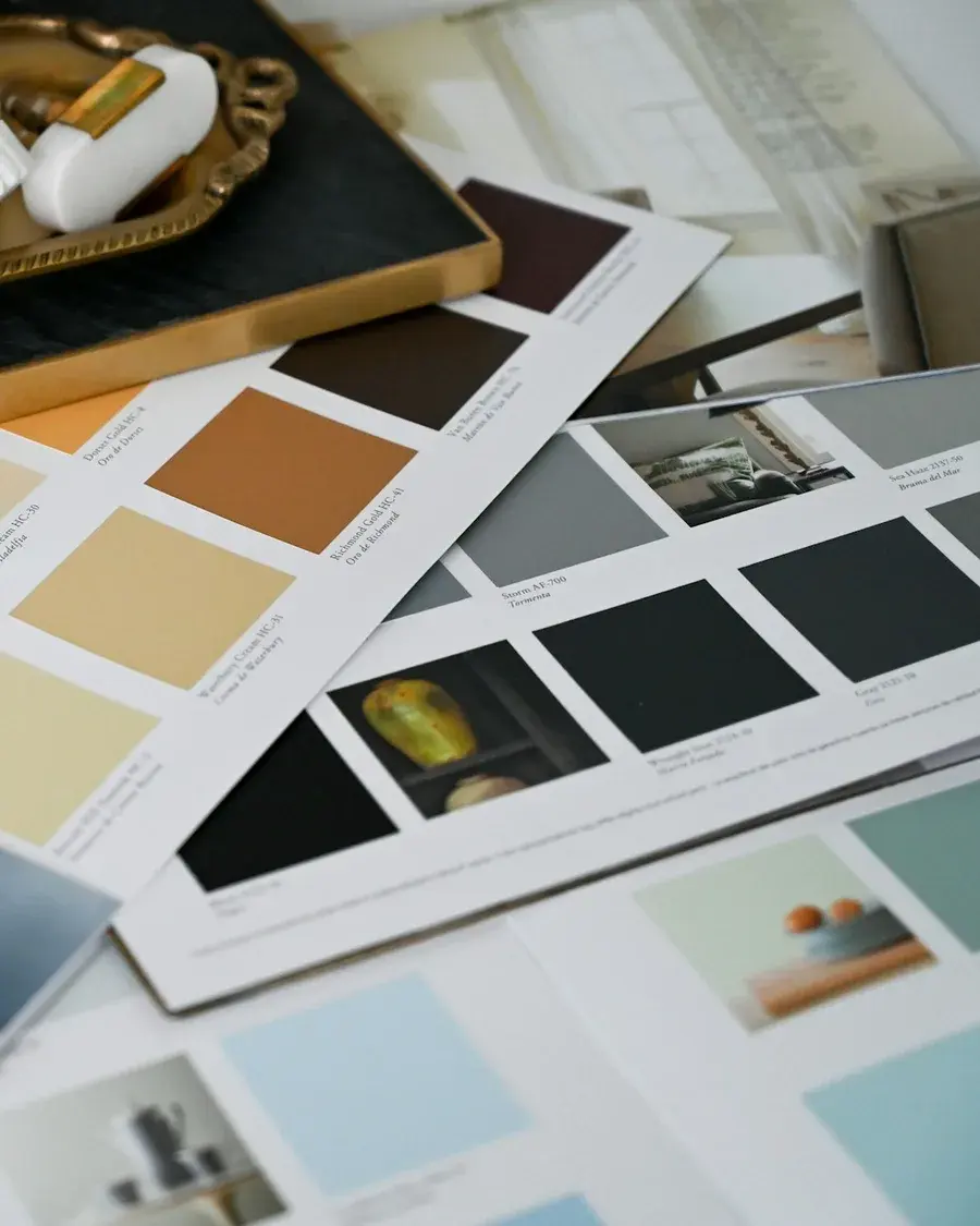 Nestora Interiors designer reviewing material samples at the studio in Narsingi, Hyderabad Nestora Interiors designer reviewing material samples at the studio in Narsingi, Hyderabad